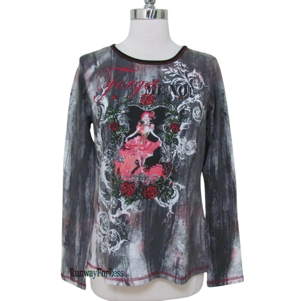 New $98 JENDO Womens Misses Medium Forget Me Not Beaded Beads Top Rustic Style